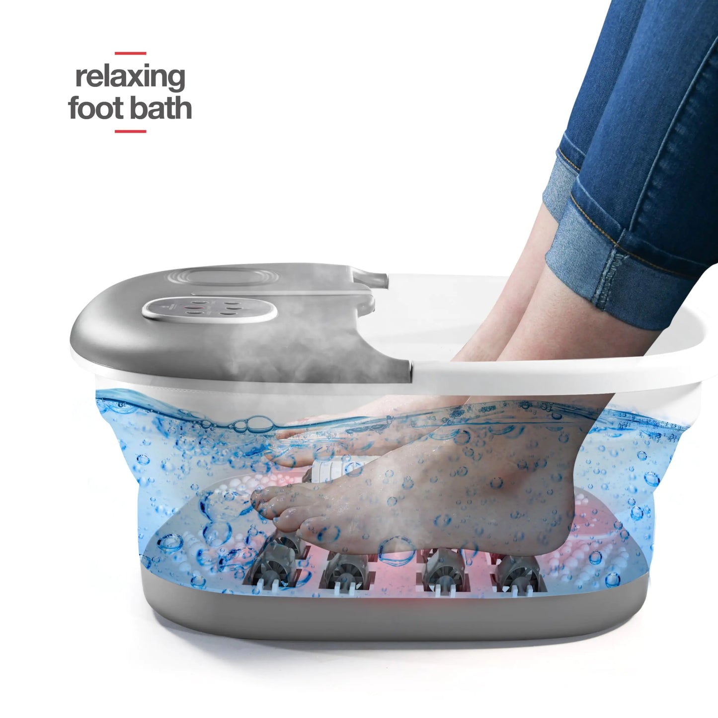 Bain de pieds premium avec chaleur, massage et télécommande