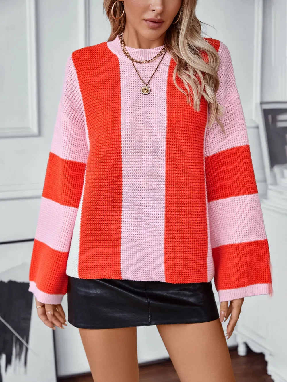 Casual Loose Knitted Pullover Sweater for Women