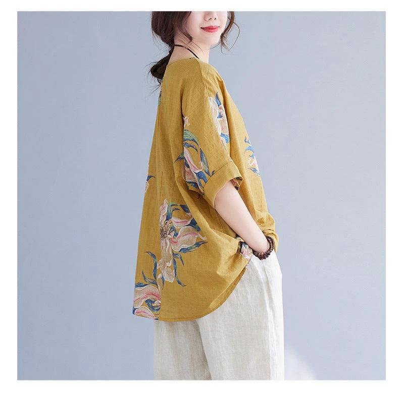 Korean Cotton Hemp Summer Half Sleeve Top - Effortlessly Stylish Comfort