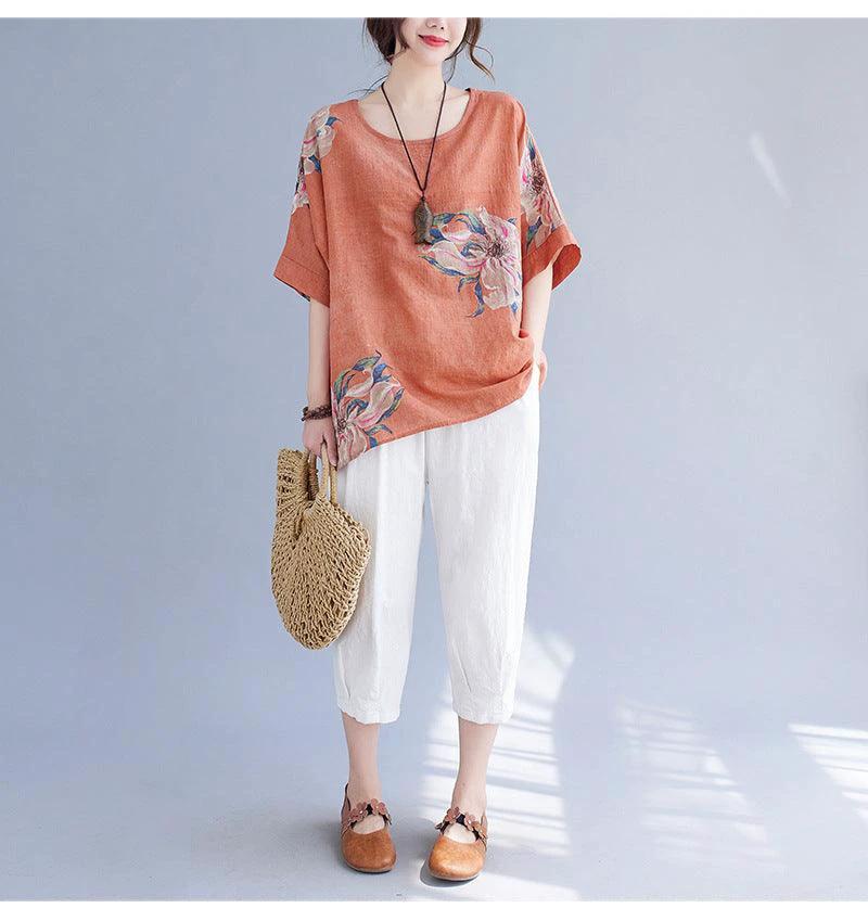 Korean Cotton Hemp Summer Half Sleeve Top - Effortlessly Stylish Comfort
