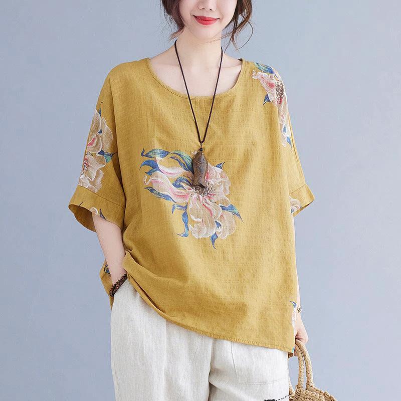Korean Cotton Hemp Summer Half Sleeve Top - Effortlessly Stylish Comfort
