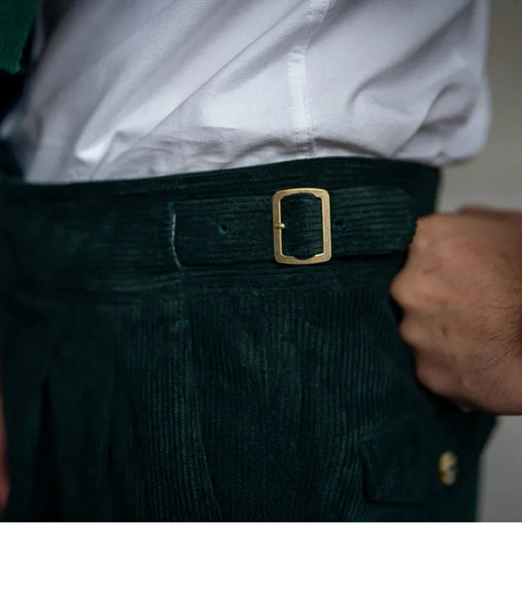 Corduroy Straight High Waist Casual Pants for Men