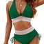 Color Block Drawstring Bikini Set