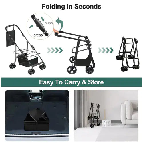 Poussette pour chien 2 en 1 pliable avec transporteur amovible