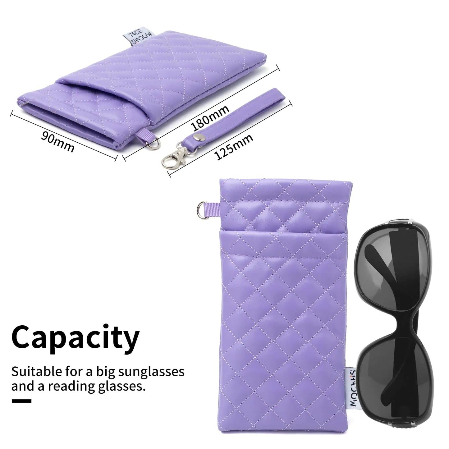 Premium Double Glasses Case with Cleaning Cloth - Purple
