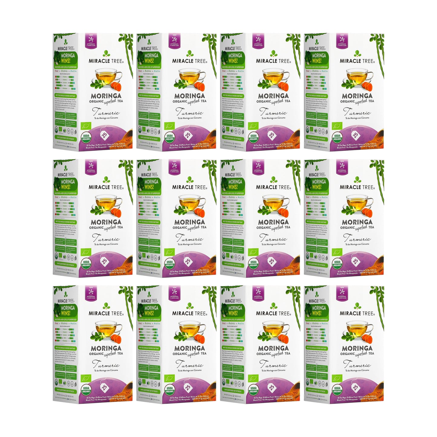 Organic Moringa & Turmeric Tea - 25 Wrapped Tea Bags