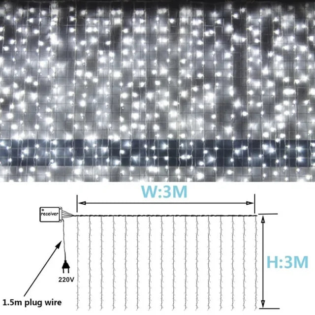 Santa Claus Curtain String Lights