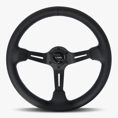 Le Mans Steering Wheel | Premium Black Leather & Bavarian Stitch - Korvel