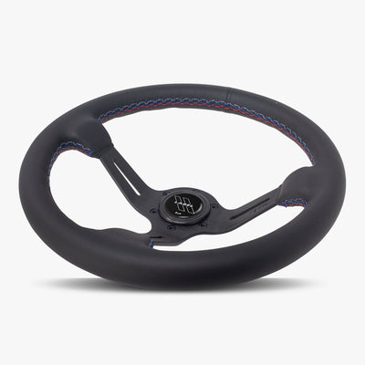 Le Mans Steering Wheel | Premium Black Leather & Bavarian Stitch - Korvel