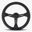 Le Mans Steering Wheel | Premium Black Perforated Leather | Sleek Black Design - Korvel