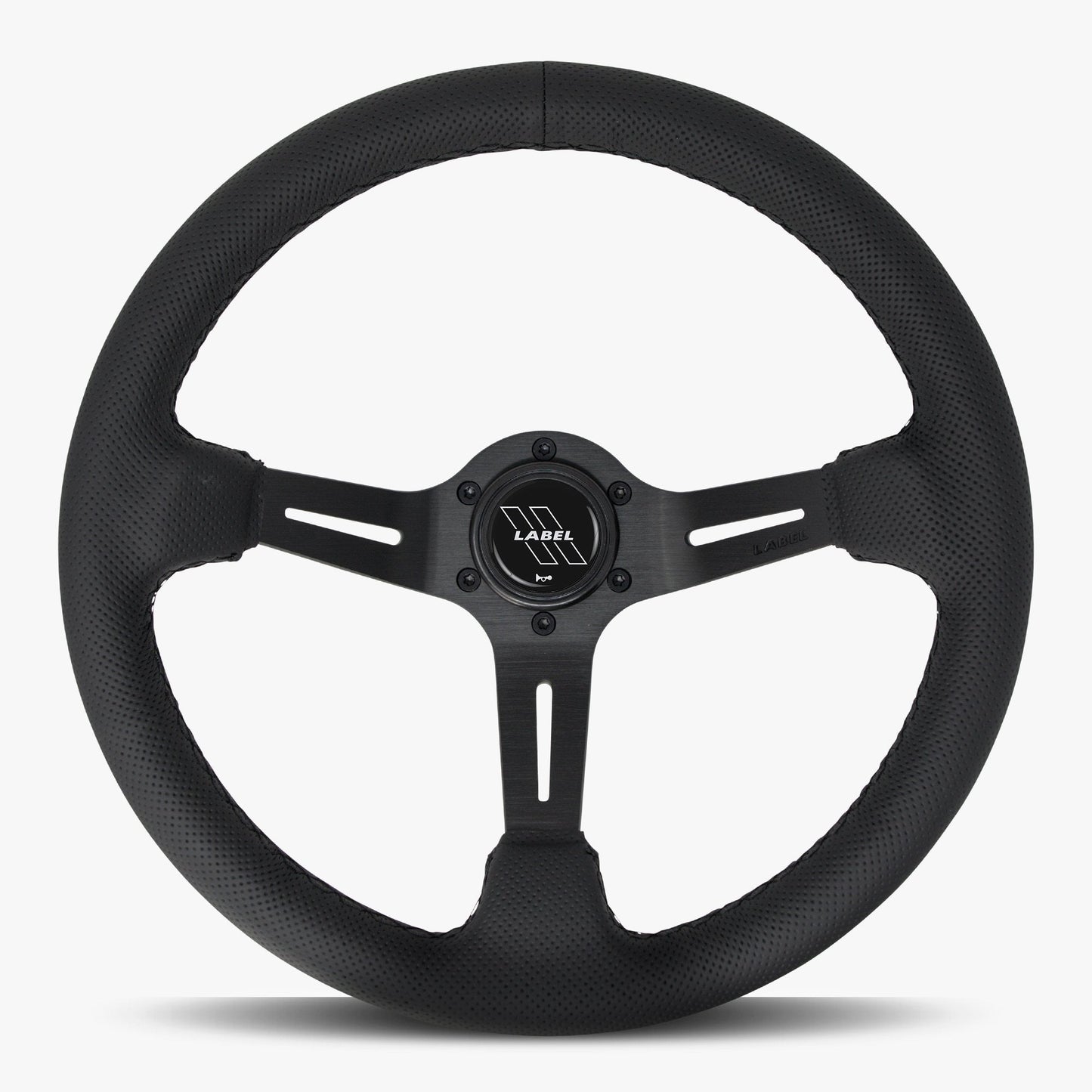 Le Mans Steering Wheel | Premium Black Perforated Leather | Sleek Black Design - Korvel