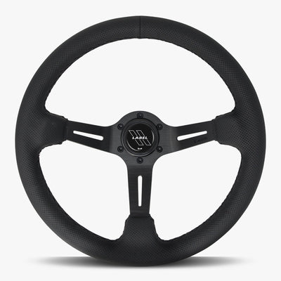 Le Mans Steering Wheel | Premium Black Perforated Leather | Sleek Black Design - Korvel