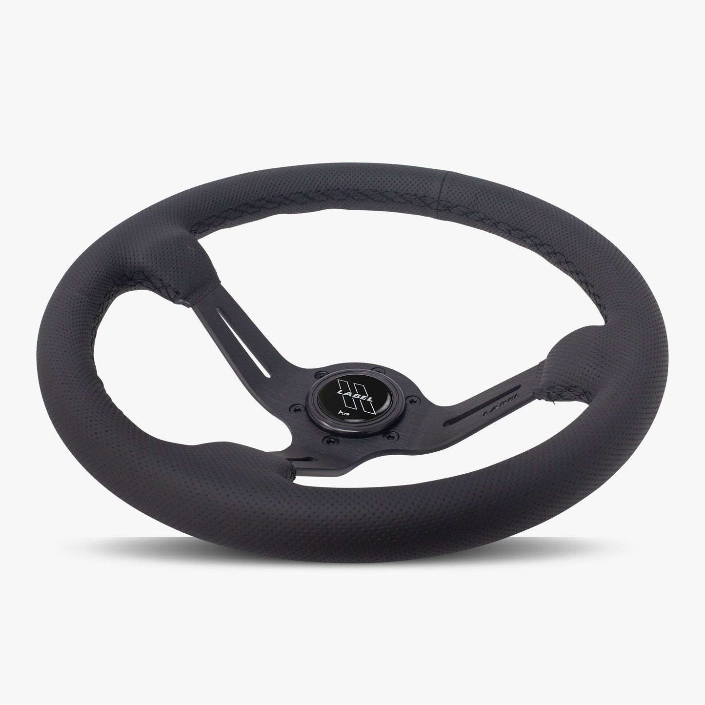 Le Mans Steering Wheel | Premium Black Perforated Leather | Sleek Black Design - Korvel