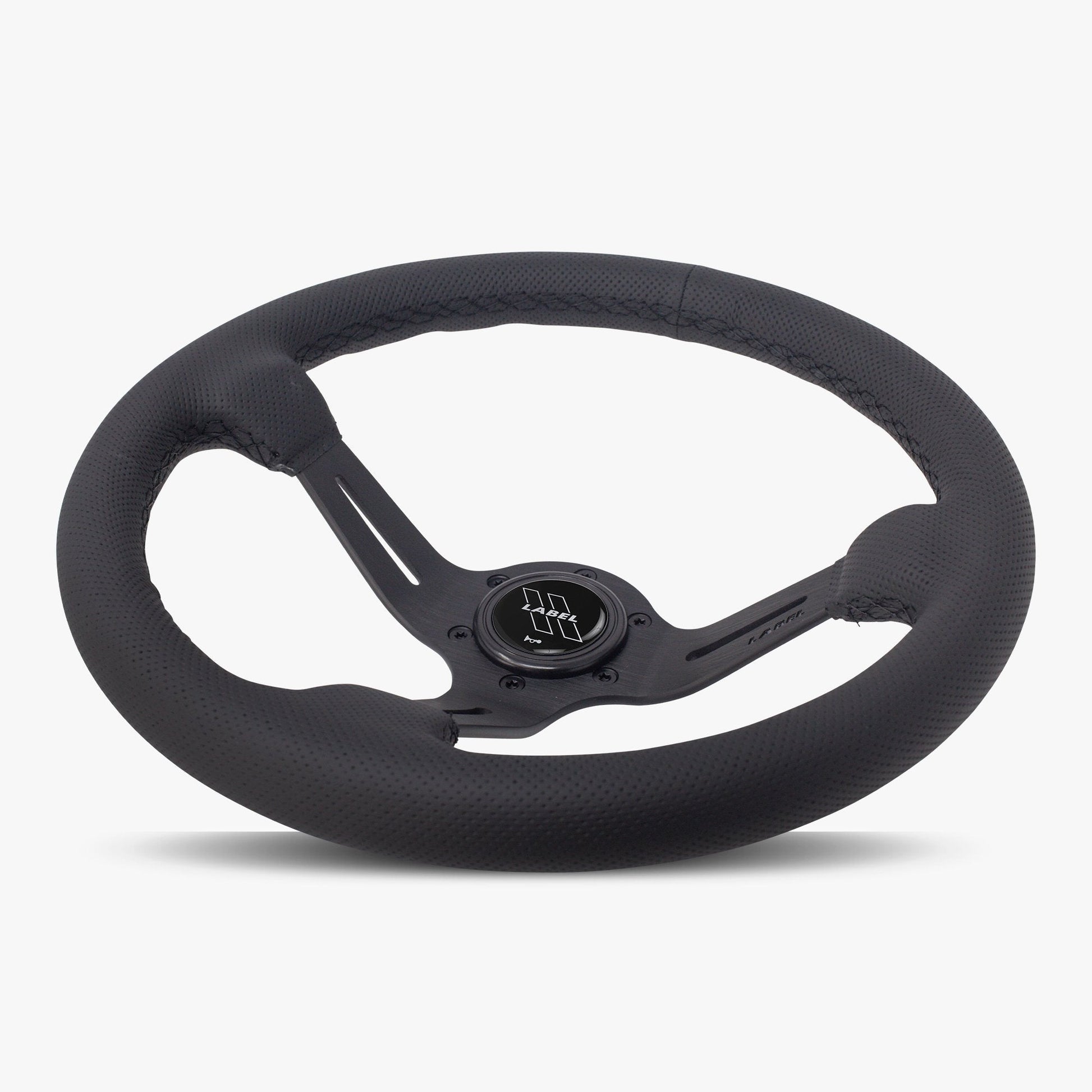 Le Mans Steering Wheel | Premium Black Perforated Leather | Sleek Black Design - Korvel