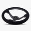 Le Mans Steering Wheel | Black Alcantara | Black Spokes | White Stitching - Korvel