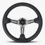 Le Mans Steering Wheel | Black Leather | Graphite Spokes | Black Stitching - Korvel