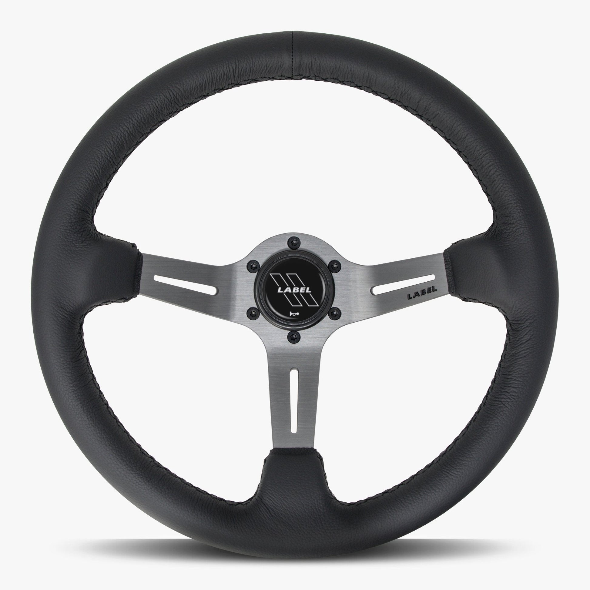 Le Mans Steering Wheel | Black Leather | Graphite Spokes | Black Stitching - Korvel