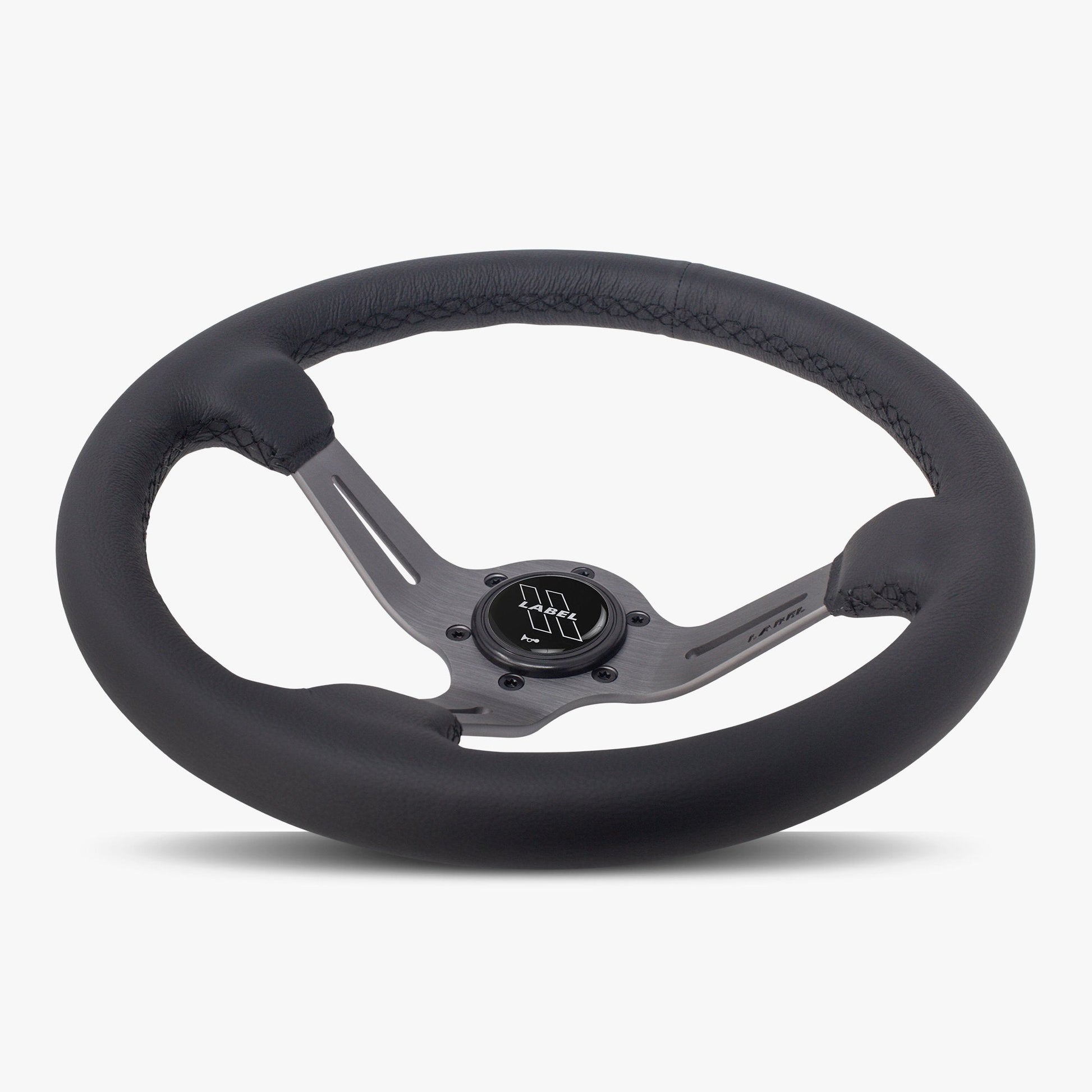 Le Mans Steering Wheel | Black Leather | Graphite Spokes | Black Stitching - Korvel
