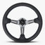 Le Mans Steering Wheel | Black Leather | Graphite Spokes | Bavarian Stitching - Korvel