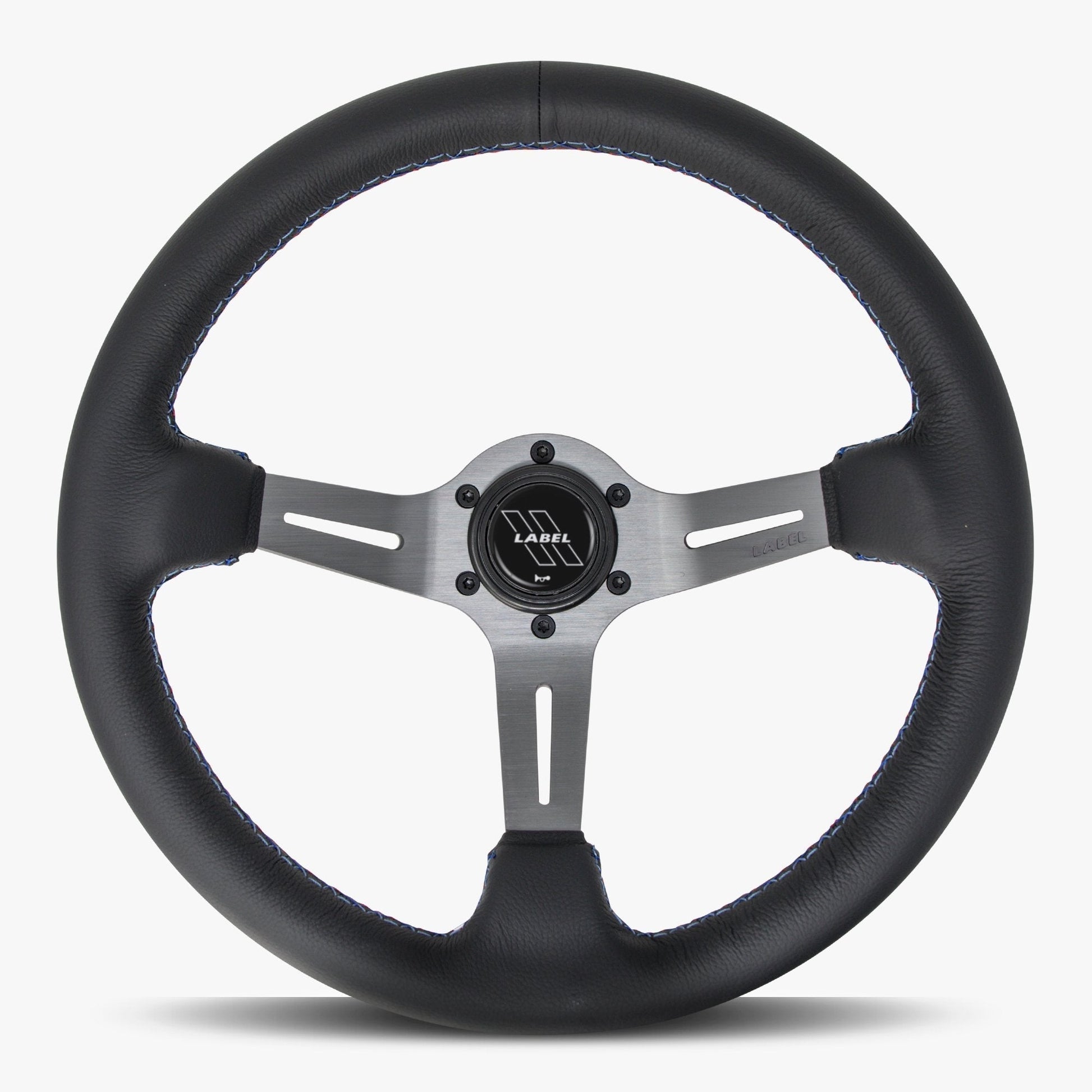 Le Mans Steering Wheel | Black Leather | Graphite Spokes | Bavarian Stitching - Korvel