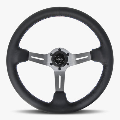 Le Mans Steering Wheel | Black Leather | Graphite Spokes | Bavarian Stitching - Korvel