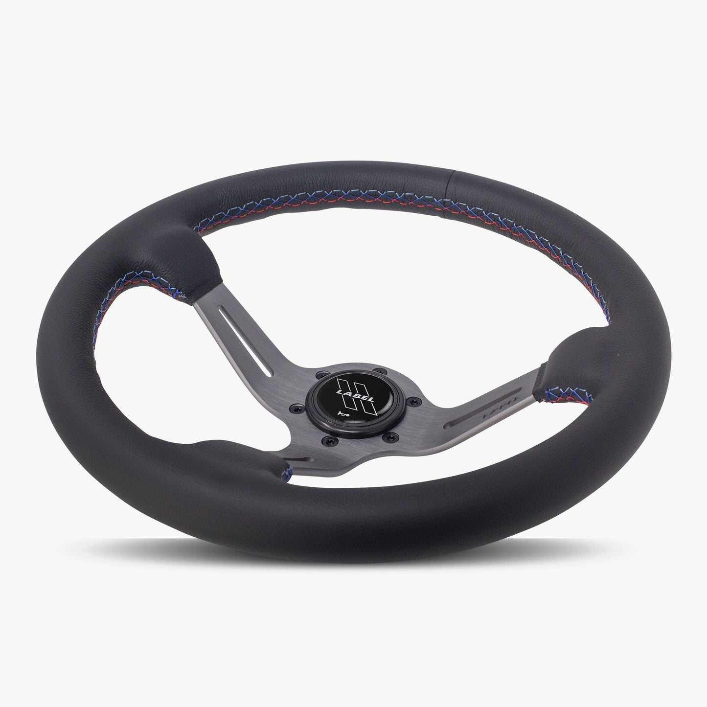 Le Mans Steering Wheel | Black Leather | Graphite Spokes | Bavarian Stitching - Korvel