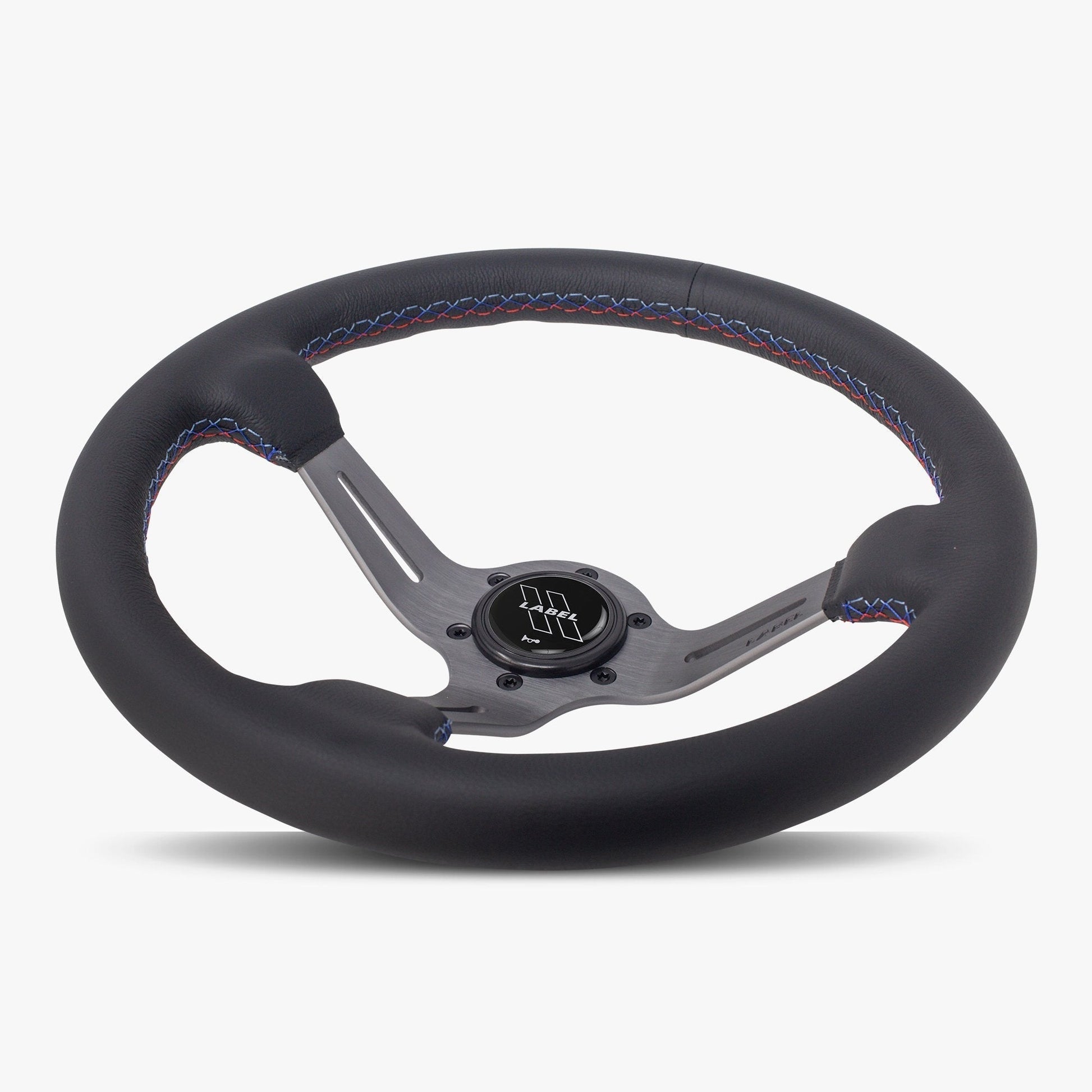 Le Mans Steering Wheel | Black Leather | Graphite Spokes | Bavarian Stitching - Korvel