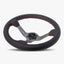 Le Mans Steering Wheel | Black Leather | Graphite Spokes | Red Stitching - Korvel