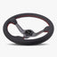 Le Mans Steering Wheel | Black Perforated Leather | Graphite Spokes | Red Stitching - Korvel