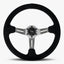 Le Mans Steering Wheel | Black Alcantara Suede | Graphite Spokes | Black Stitching - Korvel