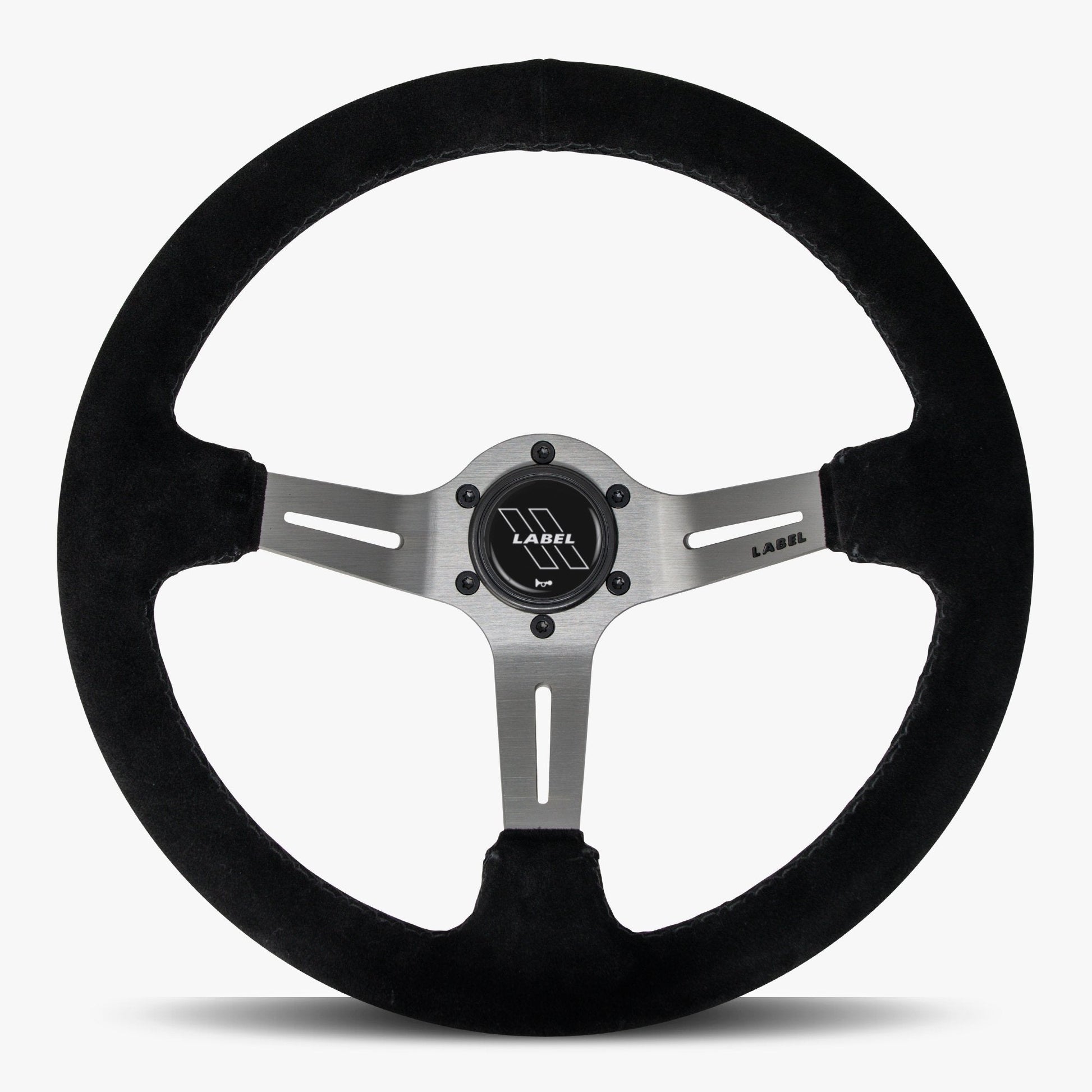 Le Mans Steering Wheel | Black Alcantara Suede | Graphite Spokes | Black Stitching - Korvel