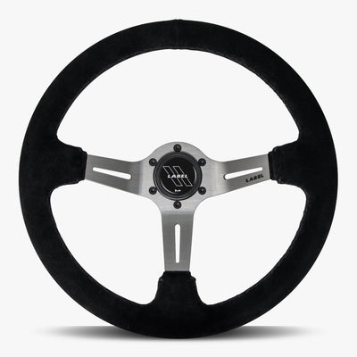 Le Mans Steering Wheel | Black Alcantara Suede | Graphite Spokes | Black Stitching - Korvel