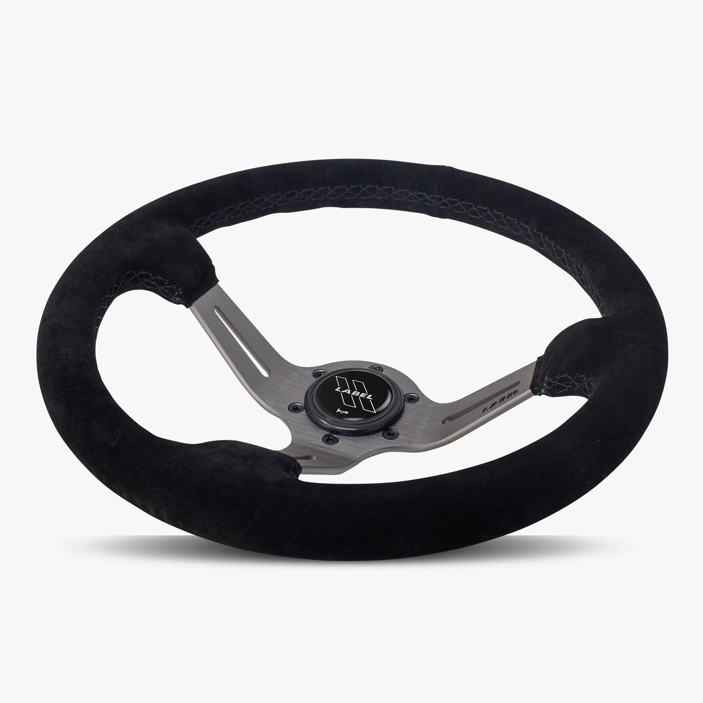 Le Mans Steering Wheel | Black Alcantara Suede | Graphite Spokes | Black Stitching - Korvel