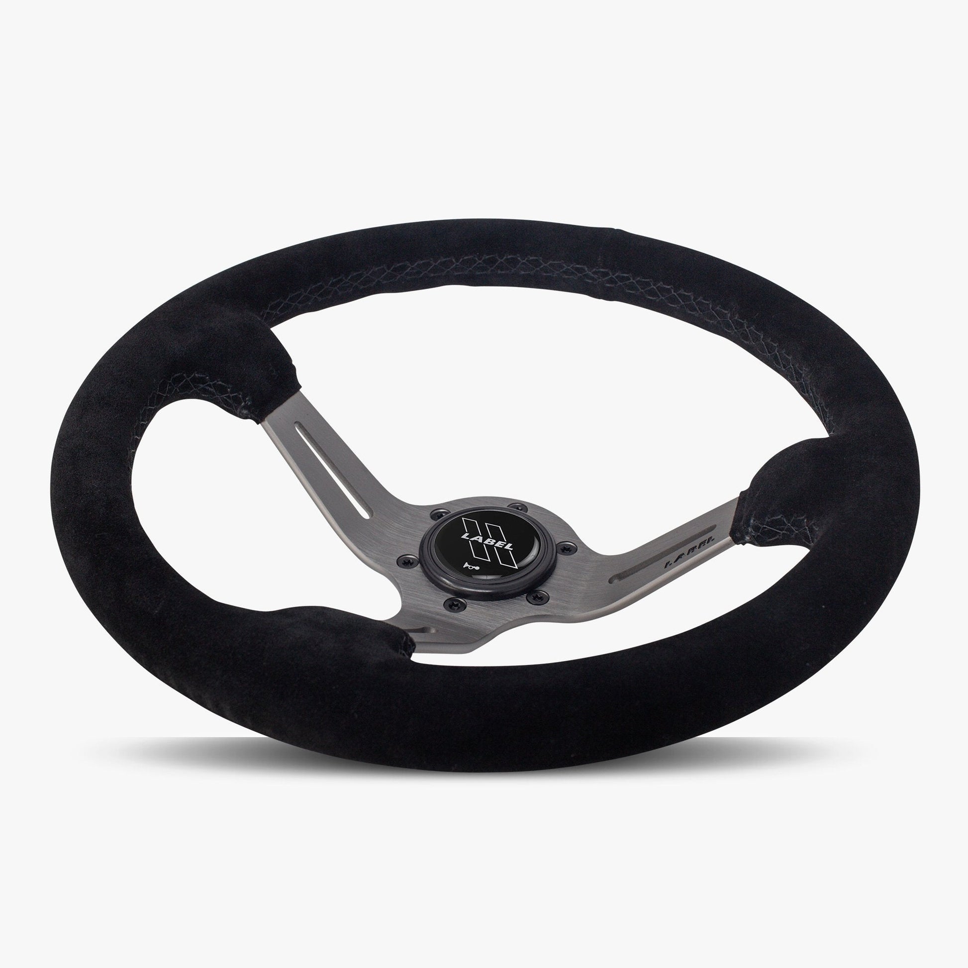 Le Mans Steering Wheel | Black Alcantara Suede | Graphite Spokes | Black Stitching - Korvel