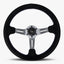 Le Mans Steering Wheel | Black Alcantara | Graphite Spokes | Bavarian Stitching - Korvel