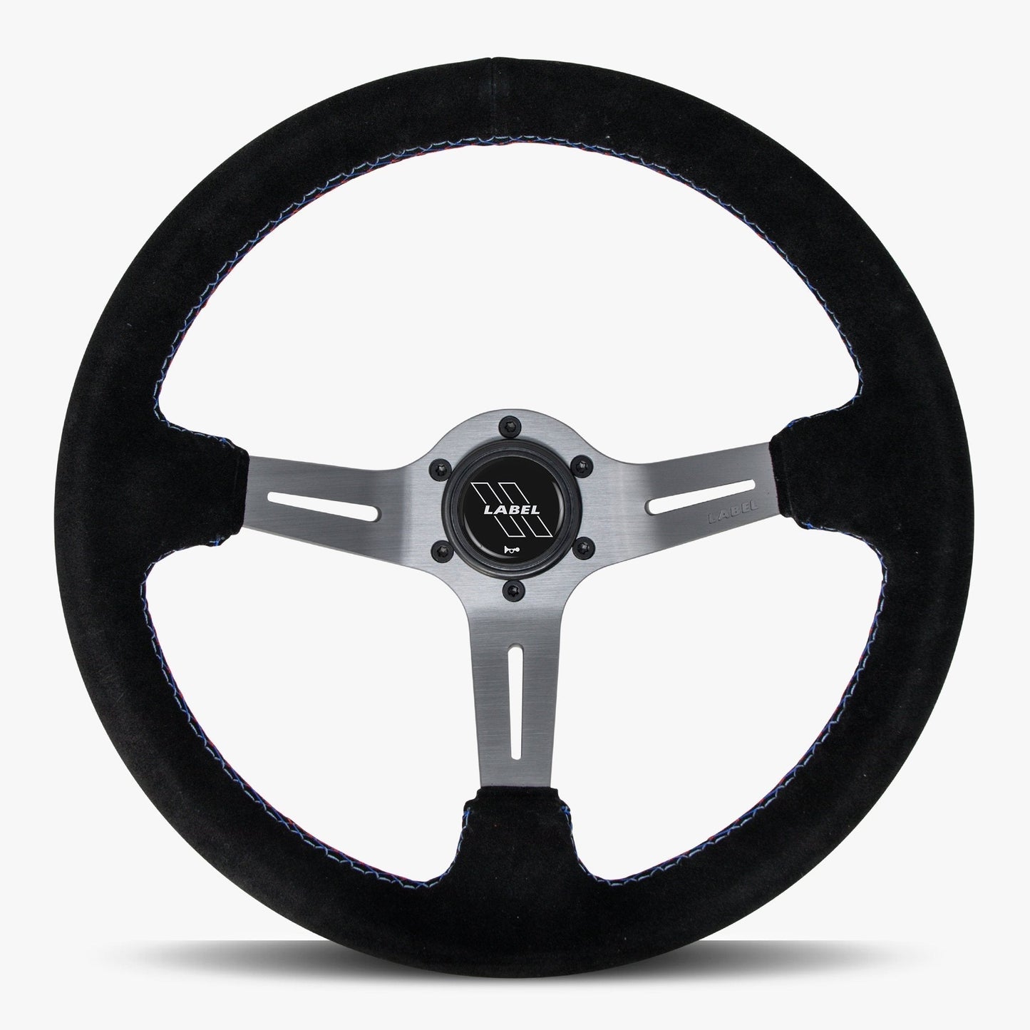 Le Mans Steering Wheel | Black Alcantara | Graphite Spokes | Bavarian Stitching - Korvel
