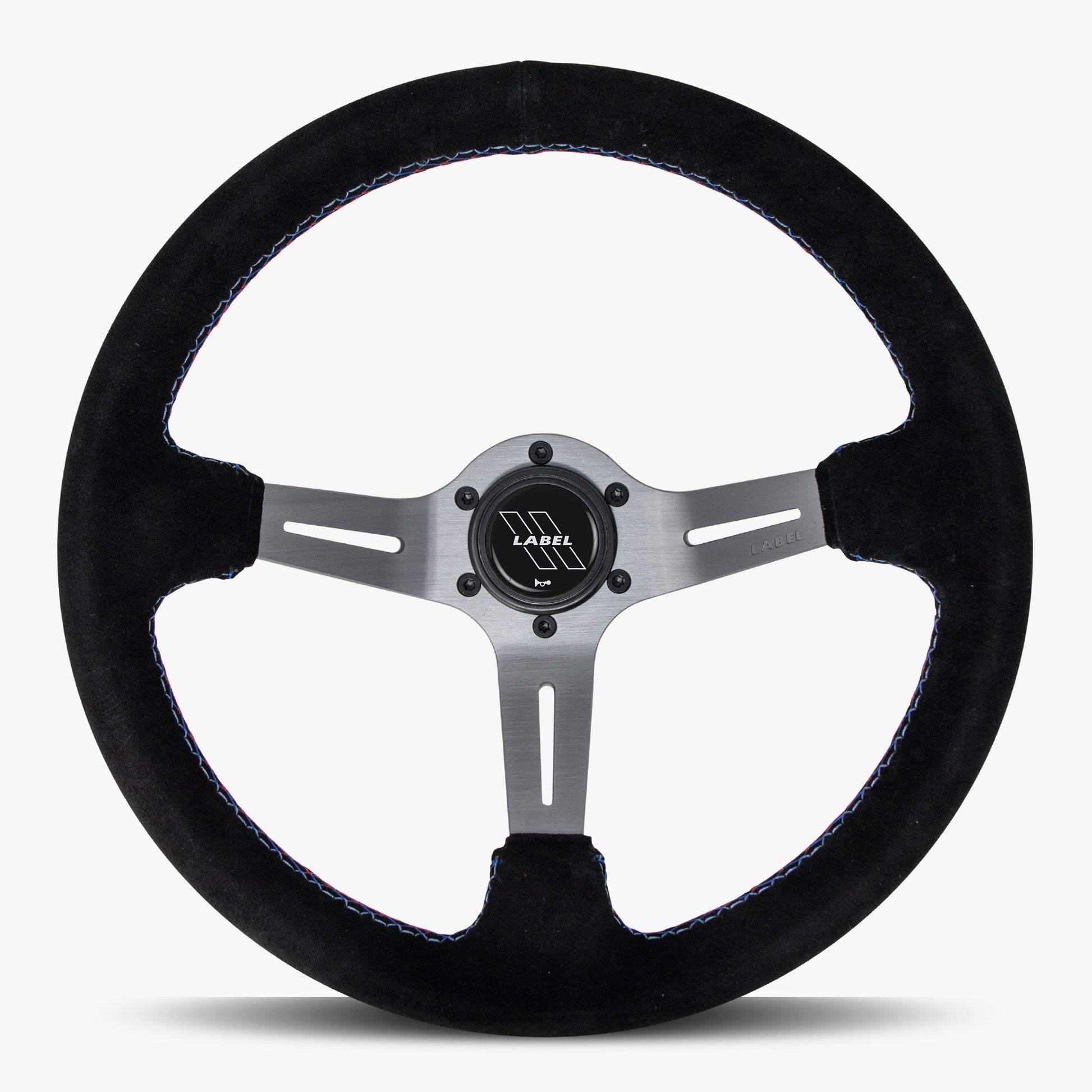Le Mans Steering Wheel | Black Alcantara | Graphite Spokes | Bavarian Stitching - Korvel