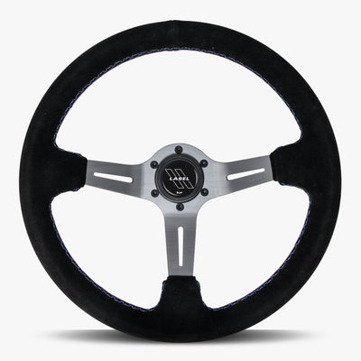 Le Mans Steering Wheel | Black Alcantara | Graphite Spokes | Bavarian Stitching - Korvel