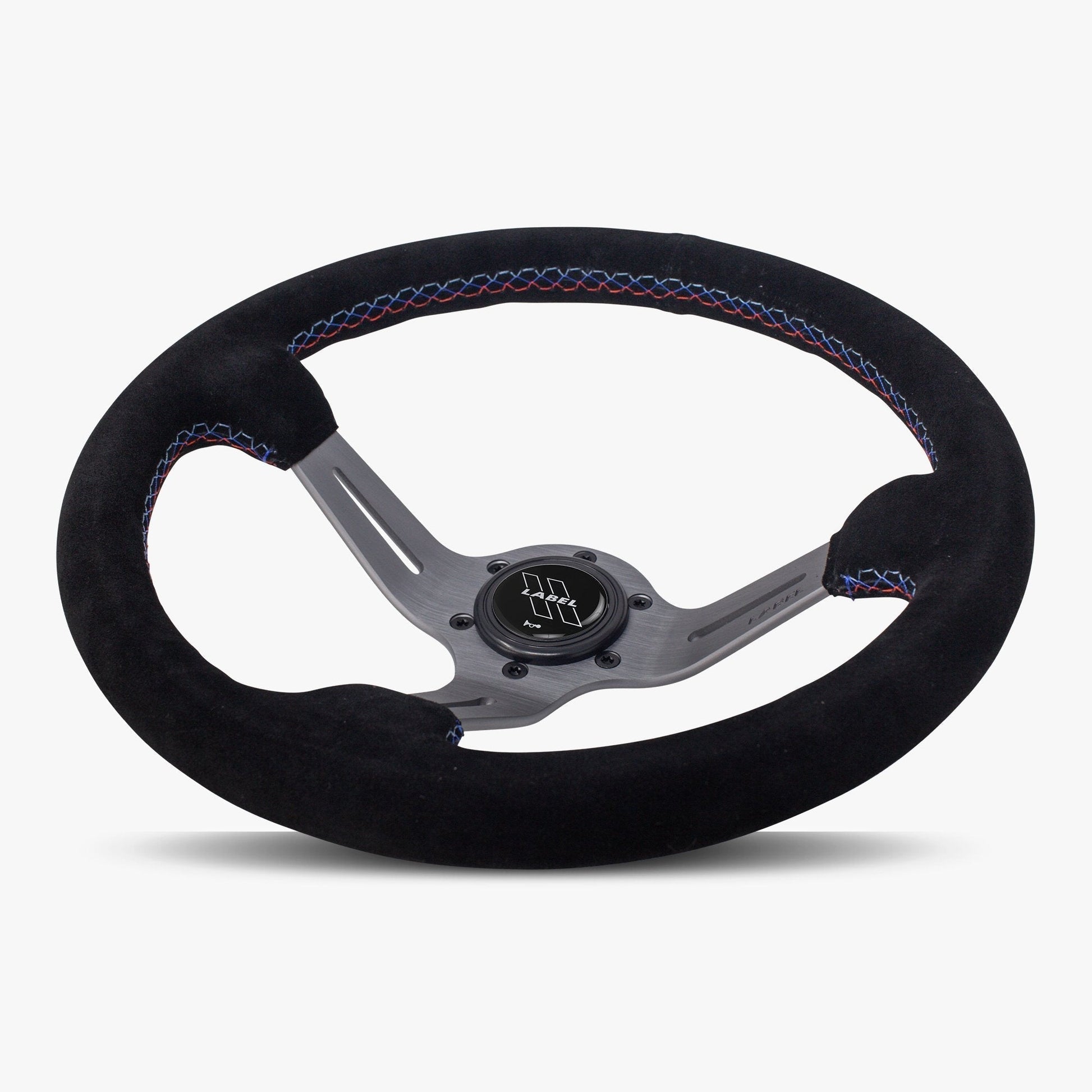 Le Mans Steering Wheel | Black Alcantara | Graphite Spokes | Bavarian Stitching - Korvel