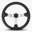 Le Mans Steering Wheel | Black Leather | Silver Spokes | Bavarian Stitch Design - Korvel