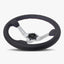Le Mans Steering Wheel | Black Leather | Silver Spokes | Bavarian Stitch Design - Korvel