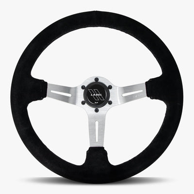 Le Mans Steering Wheel | Black Alcantara & Silver Spokes - Korvel