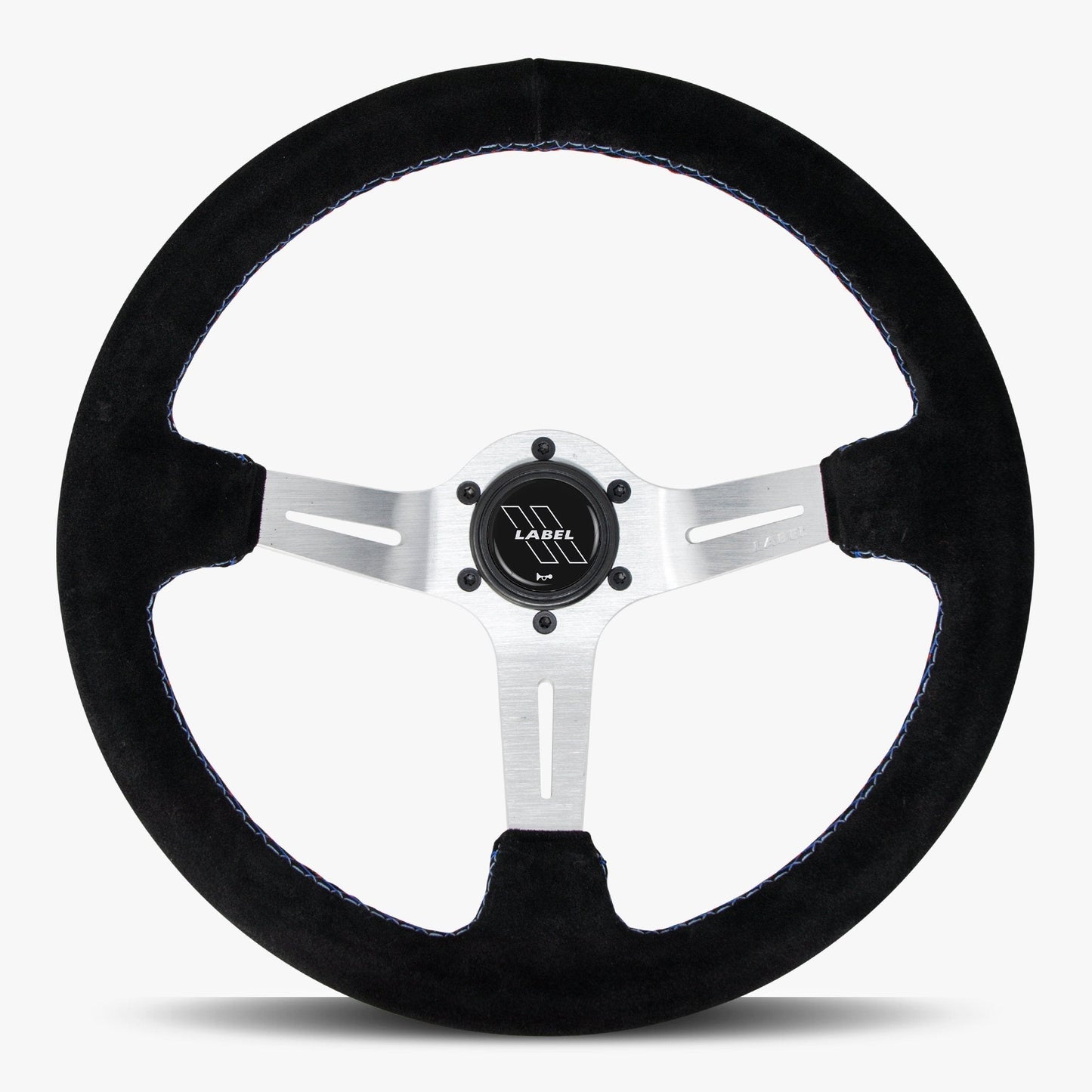 Le Mans Steering Wheel | Black Alcantara | Silver Spokes | Bavarian Stitching - Korvel