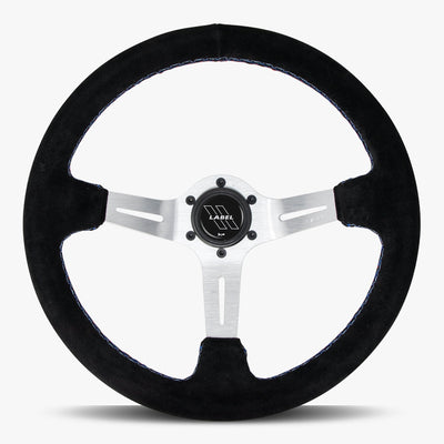 Le Mans Steering Wheel | Black Alcantara | Silver Spokes | Bavarian Stitching - Korvel