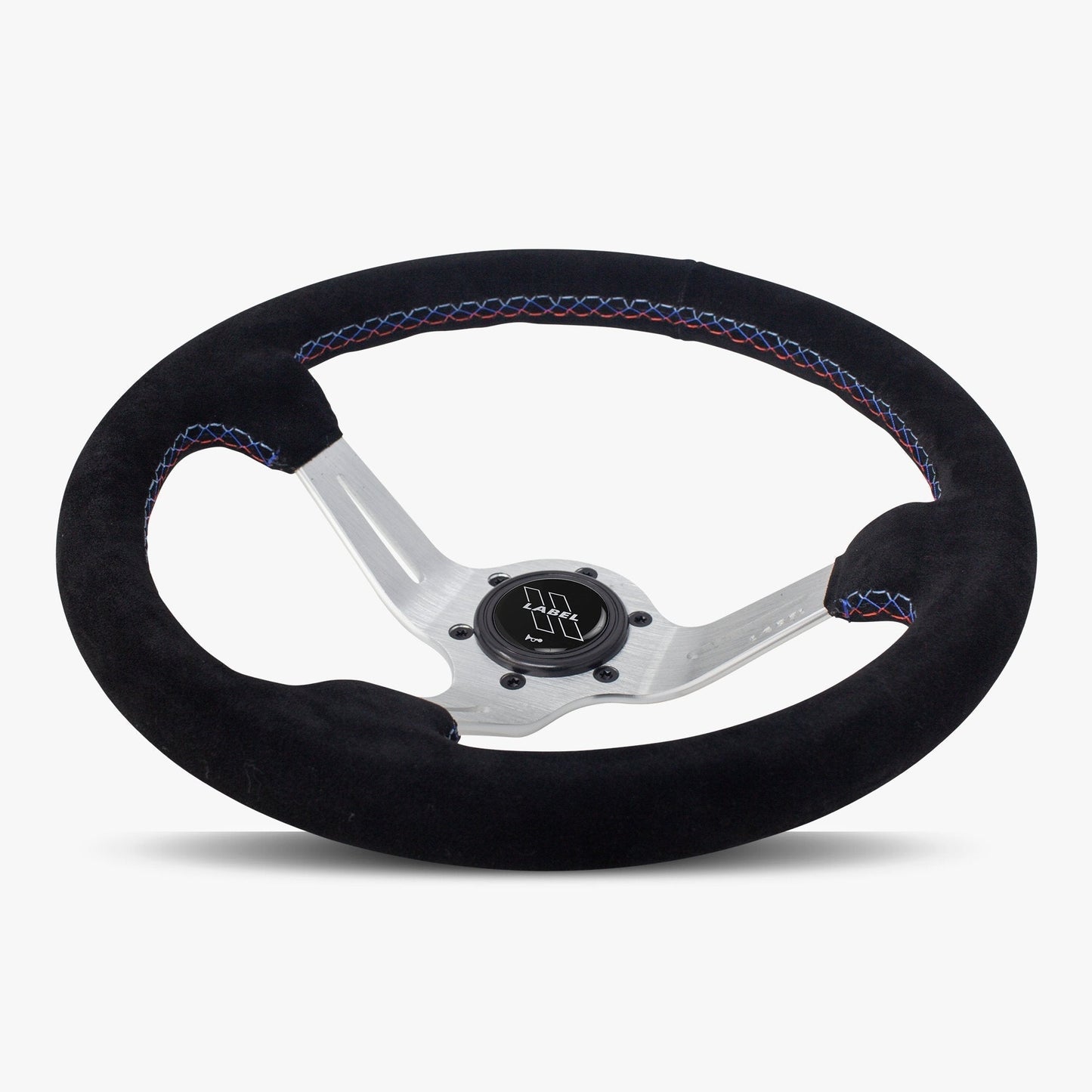 Le Mans Steering Wheel | Black Alcantara | Silver Spokes | Bavarian Stitching - Korvel