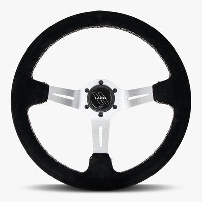 Le Mans Steering Wheel | Black Alcantara & Silver Spokes - Korvel