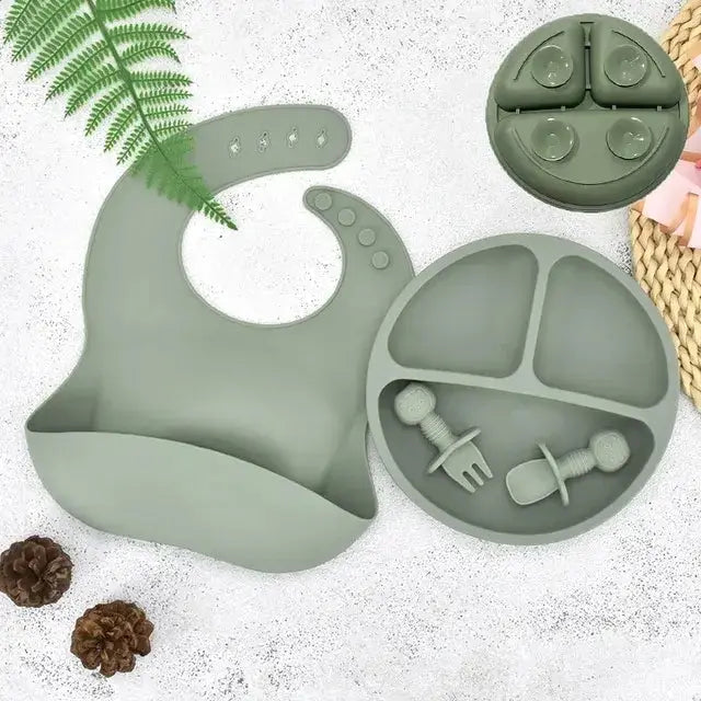 Ensemble de Assiette en Silicone pour Bébé Premium pour une Alimentation Sûre