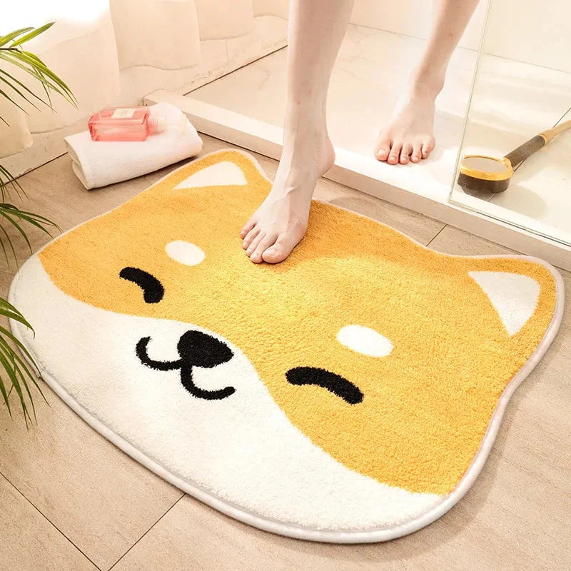 Alfombra Antideslizante de Gato de Caricatura - Decoración Hogareña Juguetona