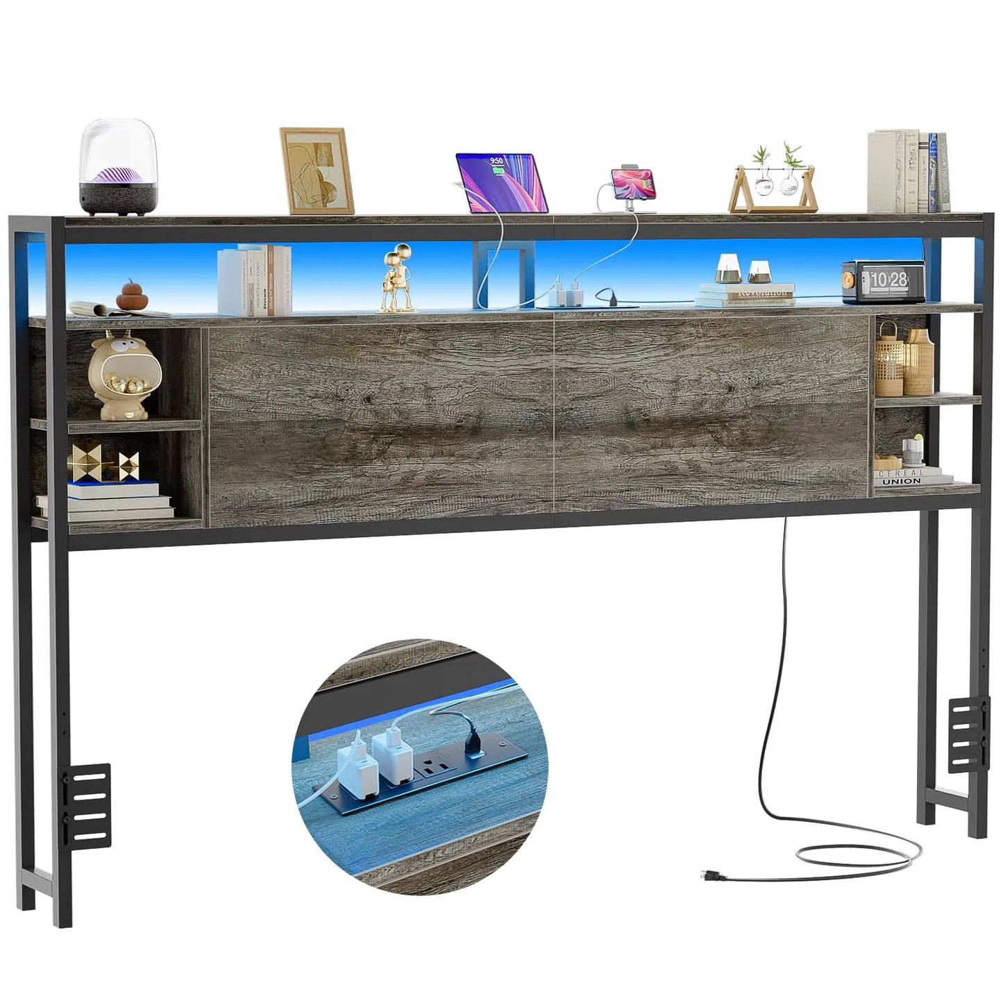 Cabecera King Size Unikito con Almacenamiento y Luces LED