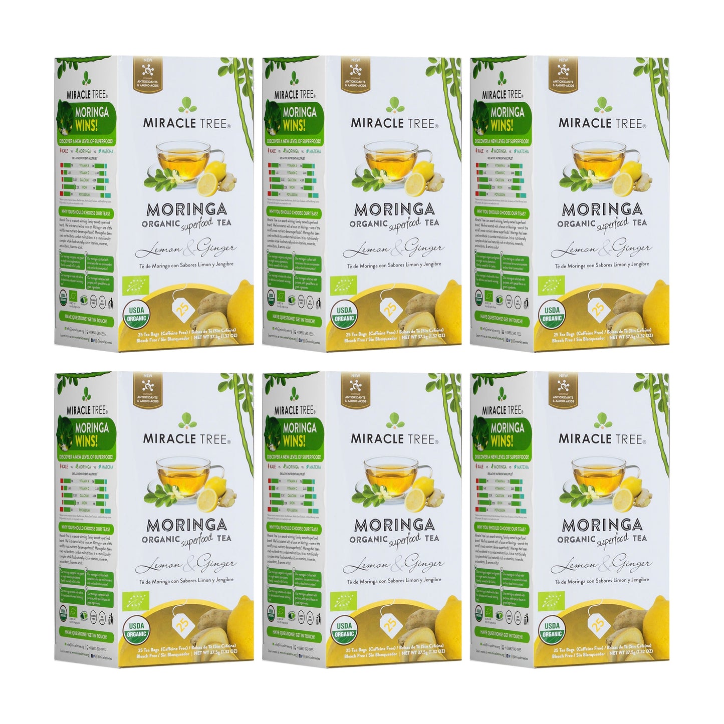 Thé Moringa Bio avec Citron et Gingembre
